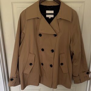 Double-Breasted Tan Cropped Trench Jacket